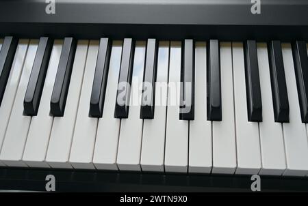 Black and white Electronic piano keys. Stock Photo