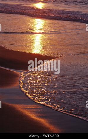 Australia. Queensland. Sandy beach and sea close up at sunrise. Stock Photo