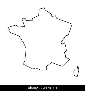 France - solid black silhouette map of country area. Simple flat vector ...