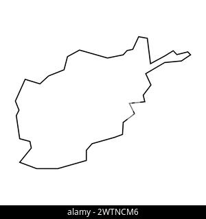 Afghanistan country thin black outline silhouette. Simplified map. Vector icon isolated on white background. Stock Vector