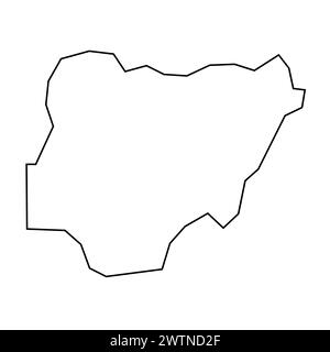 Nigeria - solid black outline border map of country area. Simple flat ...