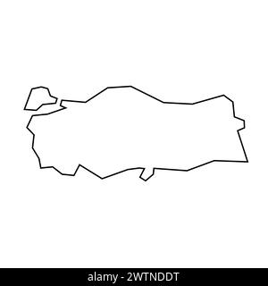 Turkey country thin black outline silhouette. Simplified map. Vector icon isolated on white background. Stock Vector