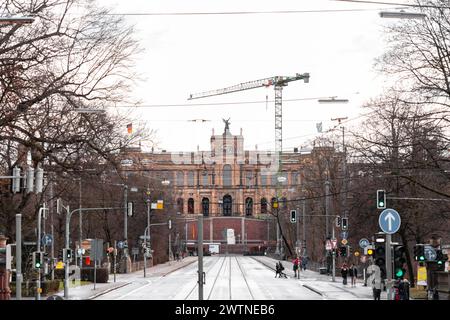 Munich, Germany - December 25, 2021: The Maximilianeum, a palatial building in Munich, hosting the Bavarian State Parliament since 1949. Stock Photo