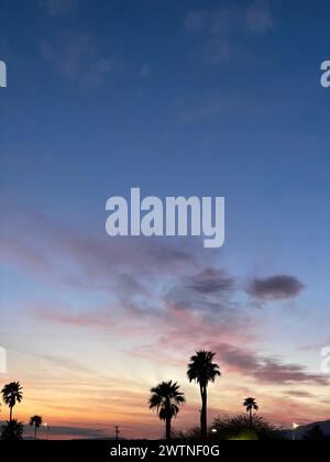 Night sky and sunset in Palm Springs, California, USA Stock Photo