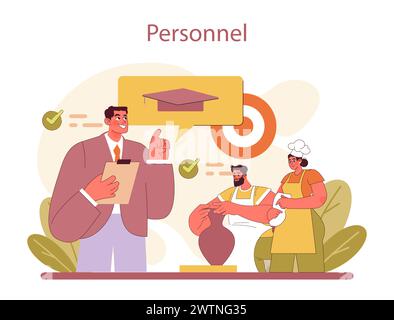 Team Skill Development concept. Cultivating expertise and leadership within the workforce. Training and growth in business environment. Flat vector illustration. Stock Vector