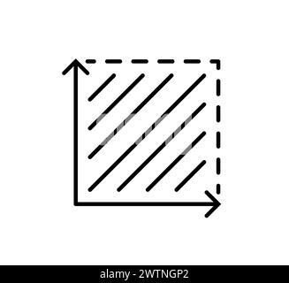 Square area icon space stroke. Floor height room construction square house m2 size icon Stock Vector