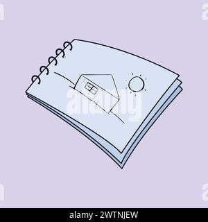 Children's Drawing Book Illustration Vector Icon drawing Book Children Art book house drawing Stock Vector
