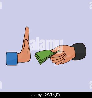 Say no to Bribe Vector Icon Illustration Business Corruption and Offer Bribe Vector Cartoon Not Accept Bribe Illustration Prohibited Bribe Stock Vector