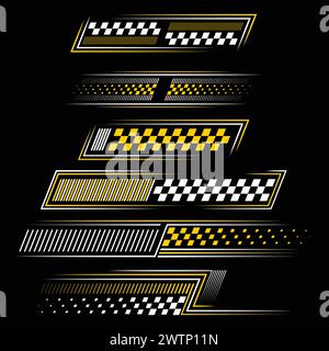 Linear sport white and yellow decals Stock Vector