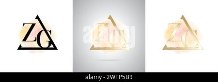 ZG Letter Initial Brand Logo Design Stock Vector