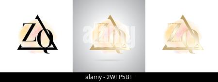 ZQ Letter Initial Brand Logo Design Stock Vector