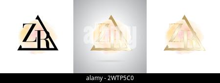 ZR Letter Initial Brand Logo Design Stock Vector