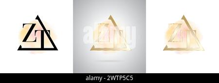 ZT Letter Initial Brand Logo Design Stock Vector