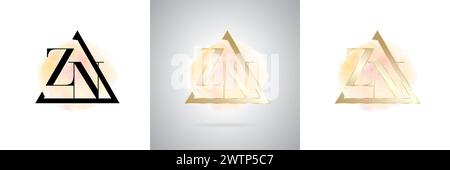 ZN Letter Initial Brand Logo Design Stock Vector