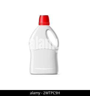 Realistic liquid laundry detergent plastic bottle or container 3d mockup, vector household cleaning product package. Laundry detergent, fabric softene Stock Vector