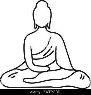 Hand Drawn Buddha sculpture in flat style isolated on background Stock Vector