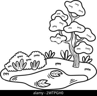 Hand Drawn natural island in flat style isolated on background Stock Vector