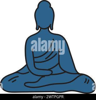 Hand Drawn Buddha sculpture in flat style isolated on background Stock Vector