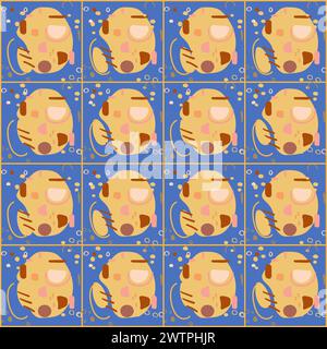Colorful abstract background in retro style. Blue backdrop for wallpaper and textiles. Suitable for print backgrounds and postcard templates. Flat Vector illustration Stock Vector