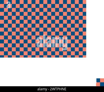 blue and orange Gingham Cloth Fabric Stock Vector