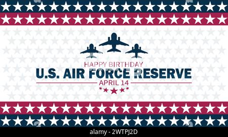 Happy Birthday US AIR Force Reserve wallpaper with shapes and typography. Happy Birthday US AIR Force Reserve, background Stock Vector