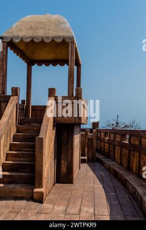 Raised roofed observation platform on deck of replica Panokseon, a ...