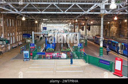 Platforms at Waverley railway station, Edinburgh, Scotland. Stock Photo