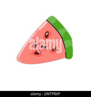 Hand drawn Watermelon slice isolated. Vector illustration can used for banner, flyer, sticker. Stock Vector