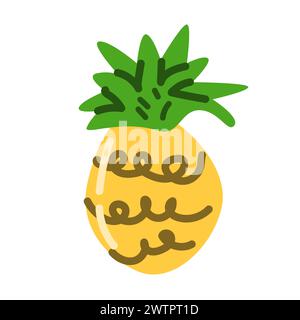 Pineapple with leaves icon on white background. Vector illustration can used for sticker, poster, print, flyer. Stock Vector