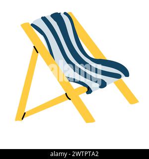 Hand drawn beach chair isolated - vacation travel icon. Vector illustration can used for greeting card, sale banner, sticker. Stock Vector