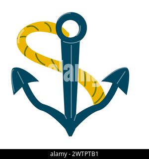 Anchor vector illustration - Nautical maritime icon. Vector illustration in flat style. Stock Vector