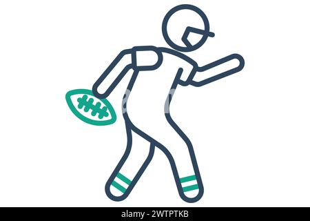 american football icon. american football player. icon related to sport, gym. line icon style. element illustration. Stock Vector