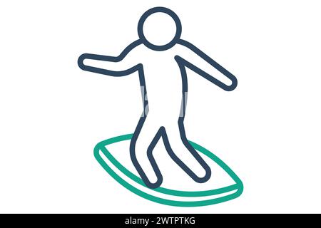 surfing icon. people use surfing. icon related to sport, gym. line icon style. element illustration. Stock Vector