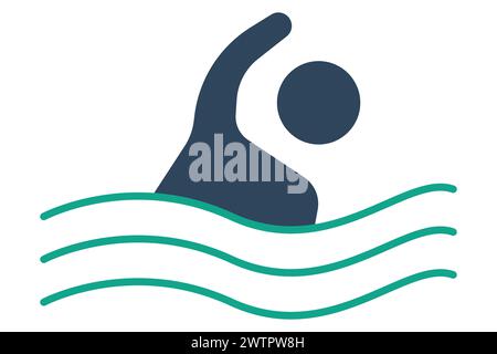 swimming icon. people are swimming. icon related to sport, gym. solid icon style. element illustration. Stock Vector