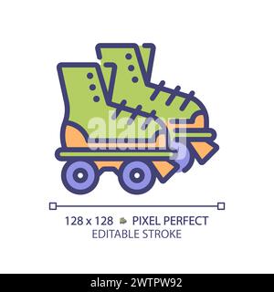 Disco roller skates pixel perfect RGB color icon Stock Vector