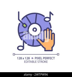 Vinyl music record pixel perfect RGB color icon Stock Vector