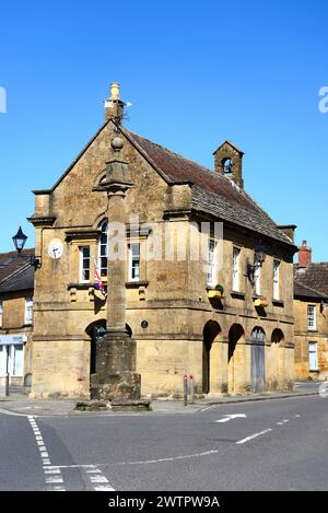 View of the Market House also known as Martock town hall along Church street in the village centre, Martock, Somerset, UK, Europe. Stock Photo