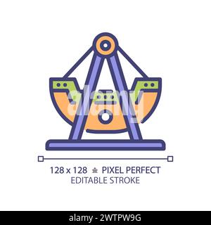 Swinging pirate ship pixel perfect RGB color icon Stock Vector