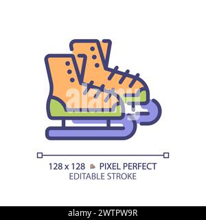 Ice figure skating pixel perfect RGB color icon Stock Vector
