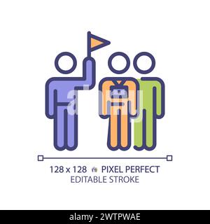Touristic group trip pixel perfect RGB color icon Stock Vector