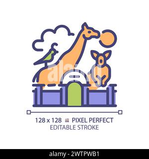 Zoo life exhibition pixel perfect RGB color icon Stock Vector