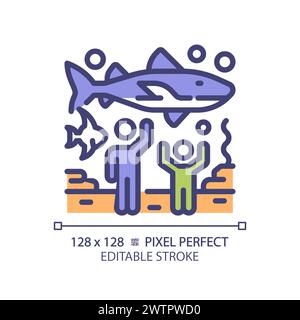 Oceanarium exhibition pixel perfect RGB color icon Stock Vector