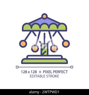 Swinging chain carousel pixel perfect RGB color icon Stock Vector