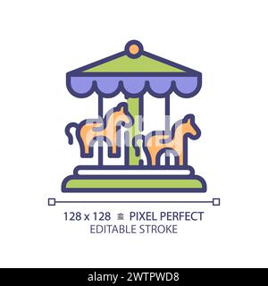 Roundabout horse carousel pixel perfect RGB color icon Stock Vector