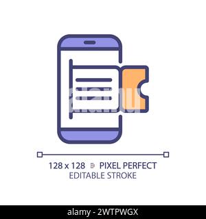 Digital tickets pixel perfect RGB color icon Stock Vector
