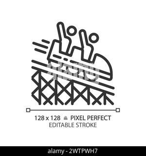 Roller coaster pixel perfect linear icon Stock Vector