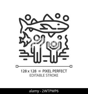 Oceanarium exhibition pixel perfect linear icon Stock Vector