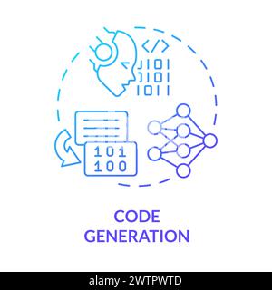 Code generation blue gradient concept icon Stock Vector