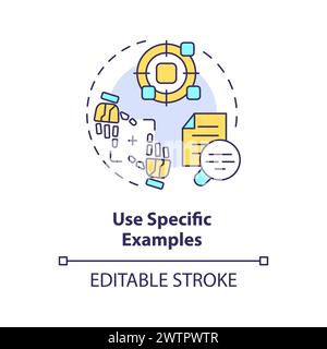 Using specific examples multi color concept icon Stock Vector