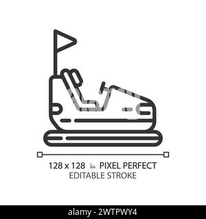 Carnival bumper cars pixel perfect linear icon Stock Vector